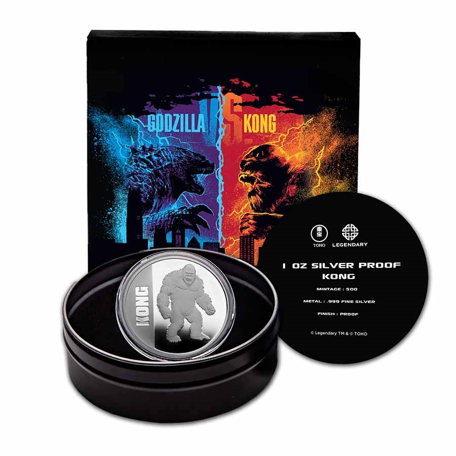 2021 Niue 1 oz Silver Proof $2 Kong (w/Gift Tin & COA)