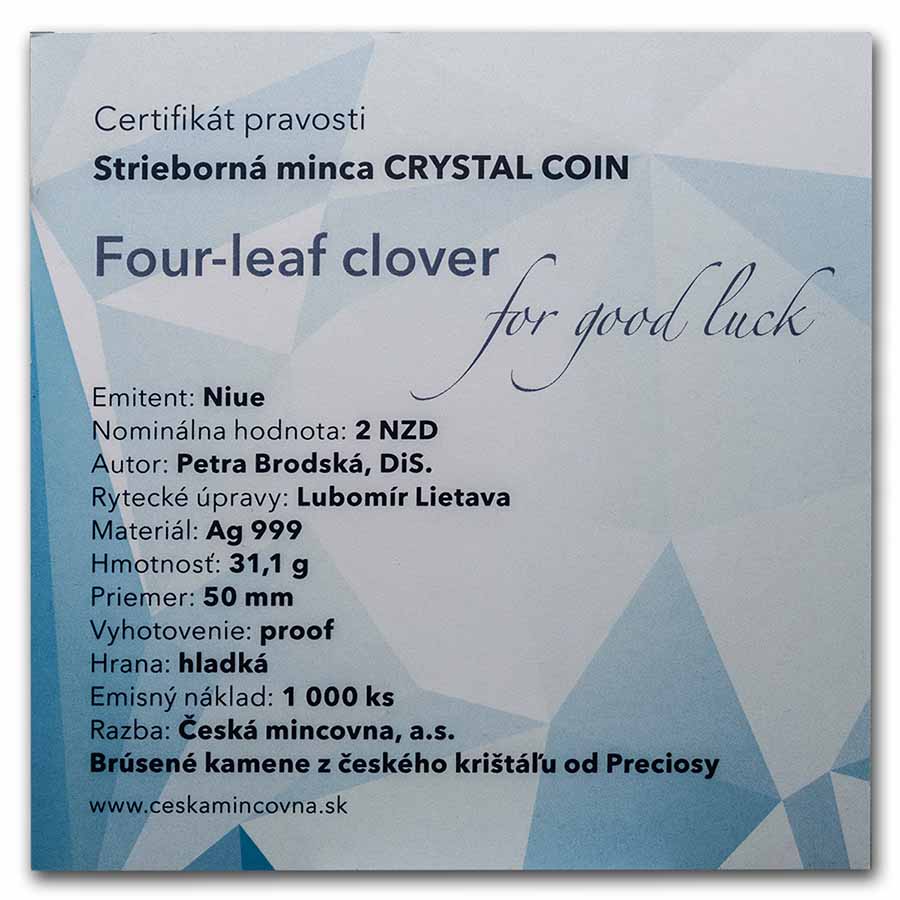 Buy 2021 Niue 1 oz Silver Proof Crystal Coin: Four-Leaf Clover | APMEX