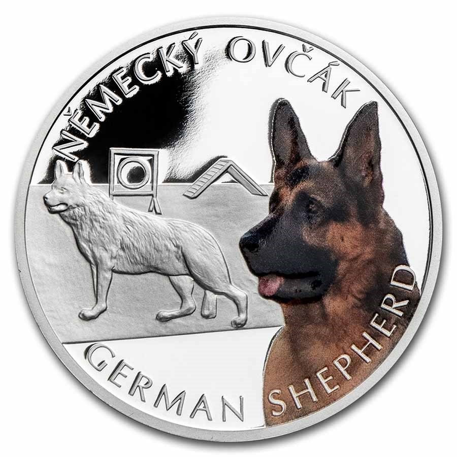 2021 Niue 1 oz Silver Proof Dog Breeds: German Shepherd