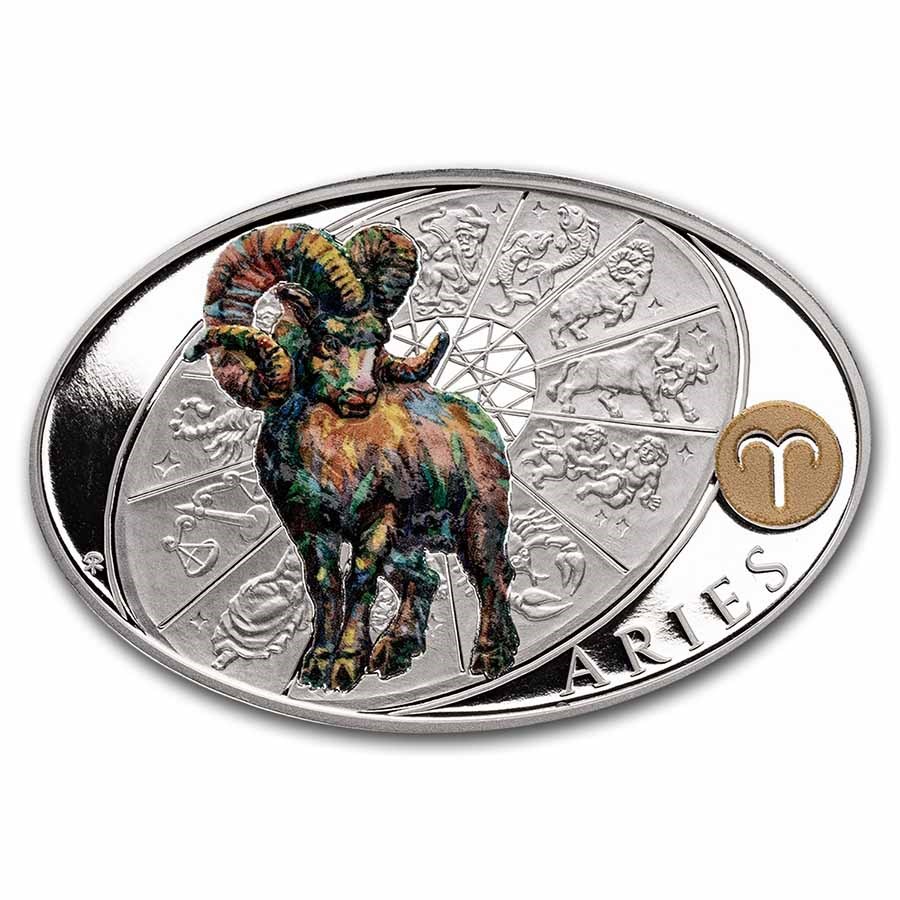 2021 Niue 1 oz Silver Proof Signs of Zodiac: Aries
