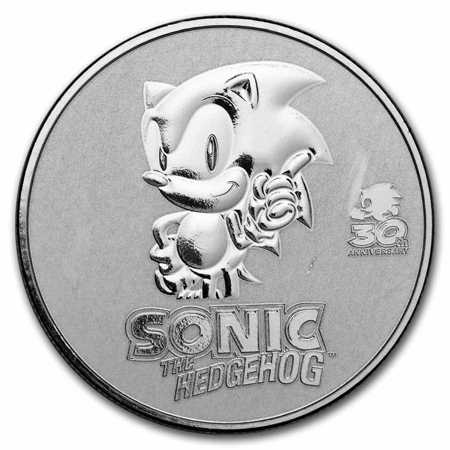 2021 Niue 1 oz Silver Sonic the Hedgehog 30th Anniv. (Abrasions)