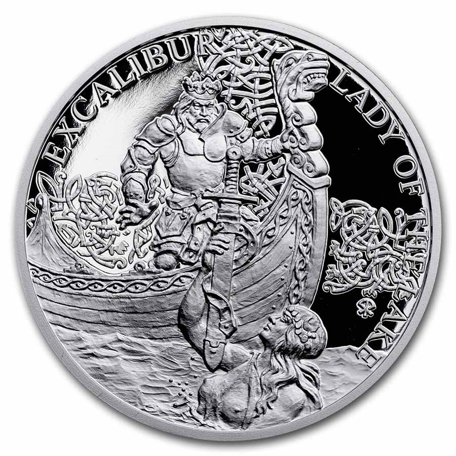 2021 Niue 1 oz Silver The Legend of King Arthur: Excalibur & Lady