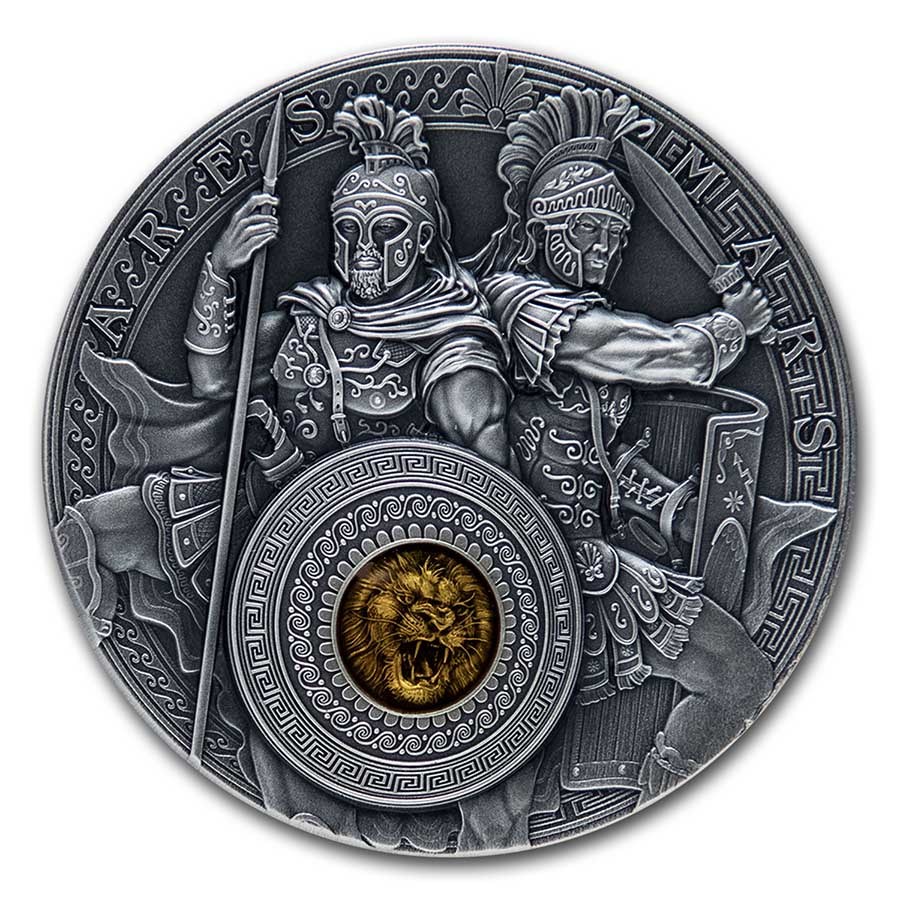 2021 Niue 2 oz Antique Silver Ares and Mars