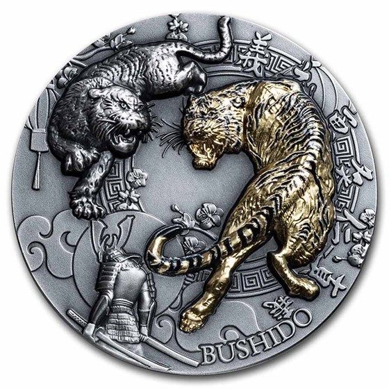 2021 Niue 2 oz Antique Silver Bushido 2021 Niue 2 oz Antique Silver Bushido