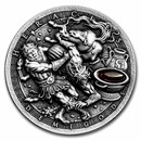 2021 Niue 2 oz Antique Silver Demigods Heracles Ultra High Relief