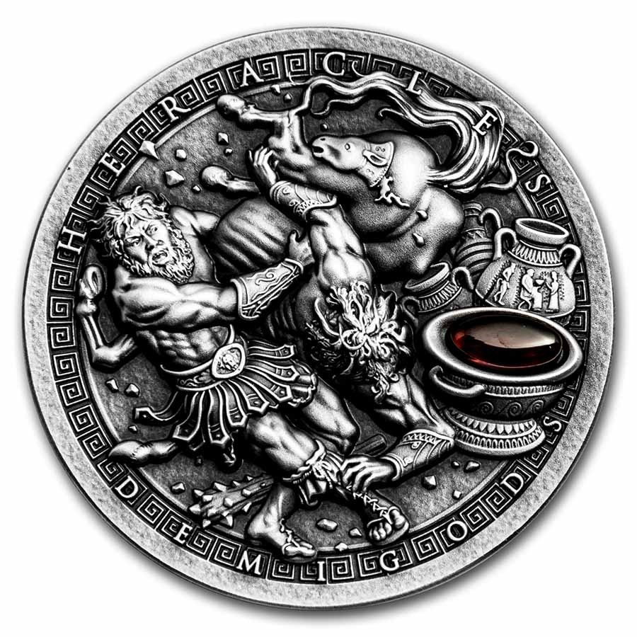 2021 Niue 2 oz Antique Silver Demigods Heracles Ultra High Relief