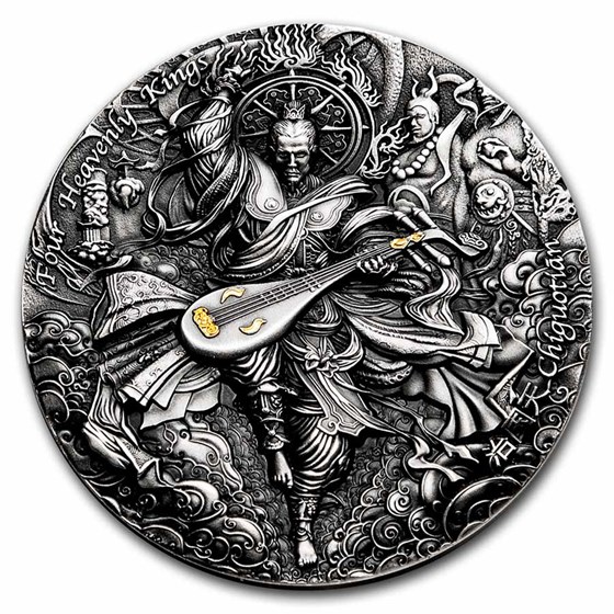 2021 Niue 2 oz Antique Silver Four Heavenly Kings: Chiguotian