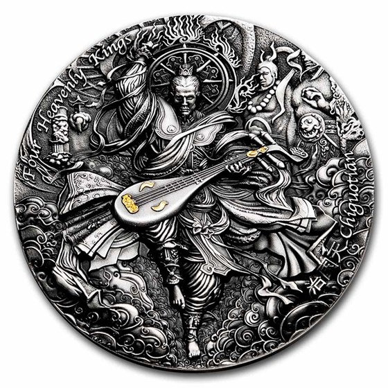 2021 Niue 2 oz Antique Silver Four Heavenly Kings: Chiguotian 2021 Niue 2 oz Antique Silver Four Heavenly Kings: Chiguotian