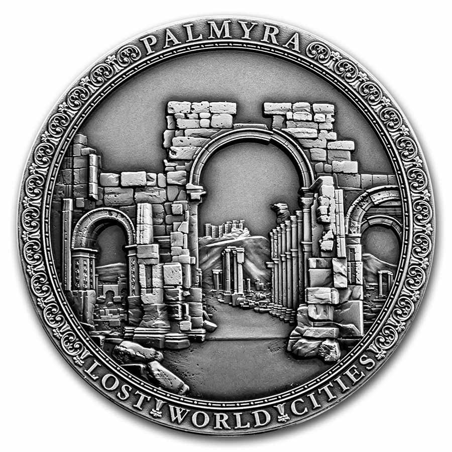 2021 Niue 2 oz Antique Silver Lost World Cities: Palmyra