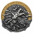 2021 Niue 2 oz Antique Silver Mythology; Daedalus and Icarus