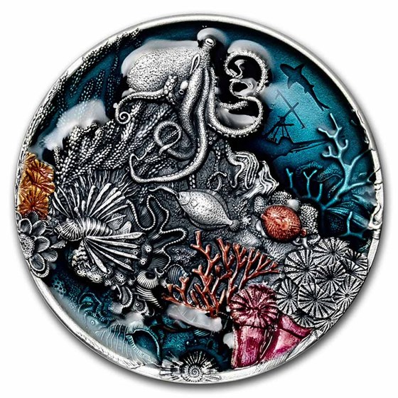 2021 Niue 2 oz Silver Antique Coral Reef 2021 Niue 2 oz Silver Antique Coral Reef