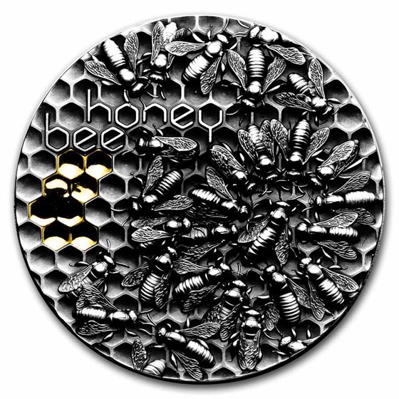 2021 Niue 2 oz Silver Antique Honey Bee 2021 Niue 2 oz Silver Antique Honey Bee