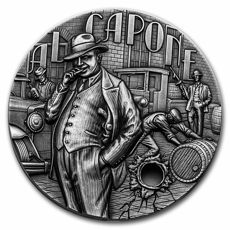 アメリカ硬貨　Gangsters Buy 2021 Niue 2 oz Silver Antique The Gangsters: Al Capone