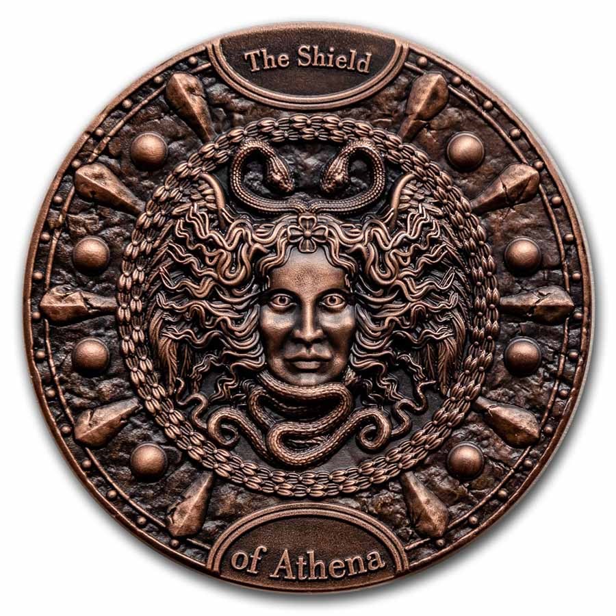 2021 Niue 2 oz Silver Shield of Athena with Copper Plating