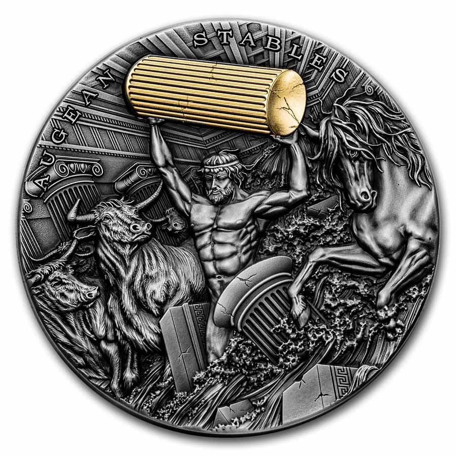 2021 Niue 2 oz Silver Twelve Labors of Hercules: Augean Stables