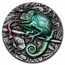 2021 Niue 3 oz Antique Silver Amazing Animals: Chameleon