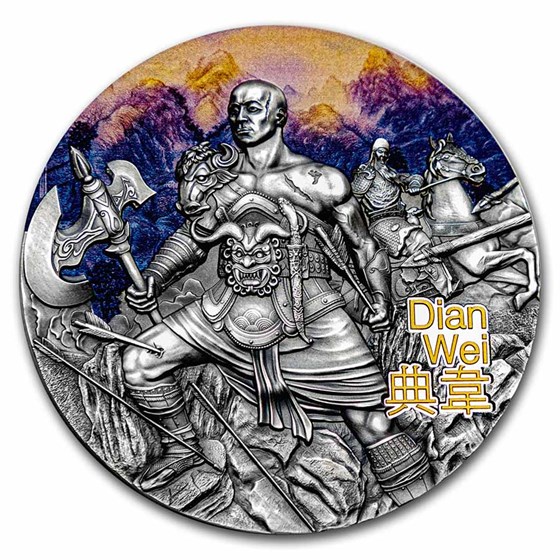 2021 Niue 3 oz Antique Silver Warriors of Ancient China Dian Wei 2021 Niue 3 oz Antique Silver Warriors of Ancient China Dian Wei