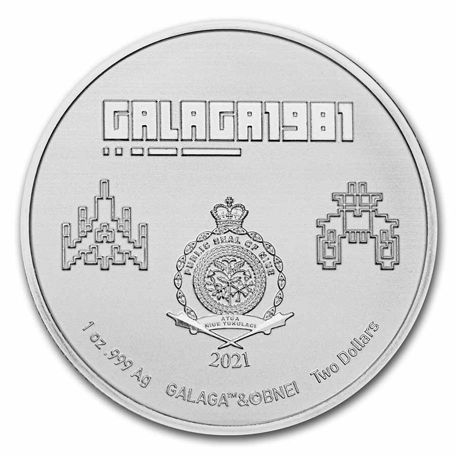 その他 GALAGA 40th Anniversary Coin 1981 2021 Niue 1oz $2 Galaga 1981 Fighter spaceship 40TH