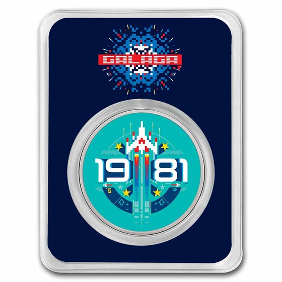 2021 Niue Colorized 1 oz Ag $2 GALAGA™ 40th Anniversary BU