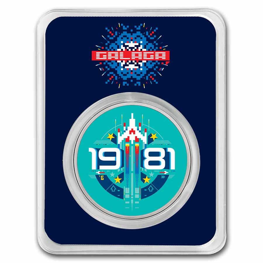 2021 Niue Colorized 1 oz Ag $2 GALAGA™ 40th Anniversary BU