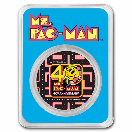2021 Niue Colorized 1 oz Ag $2 Ms.PAC-MAN™ 40th Anniversary BU 2021 Niue Colorized 1 oz Ag $2 Ms.PAC-MAN™ 40th Anniversary BU