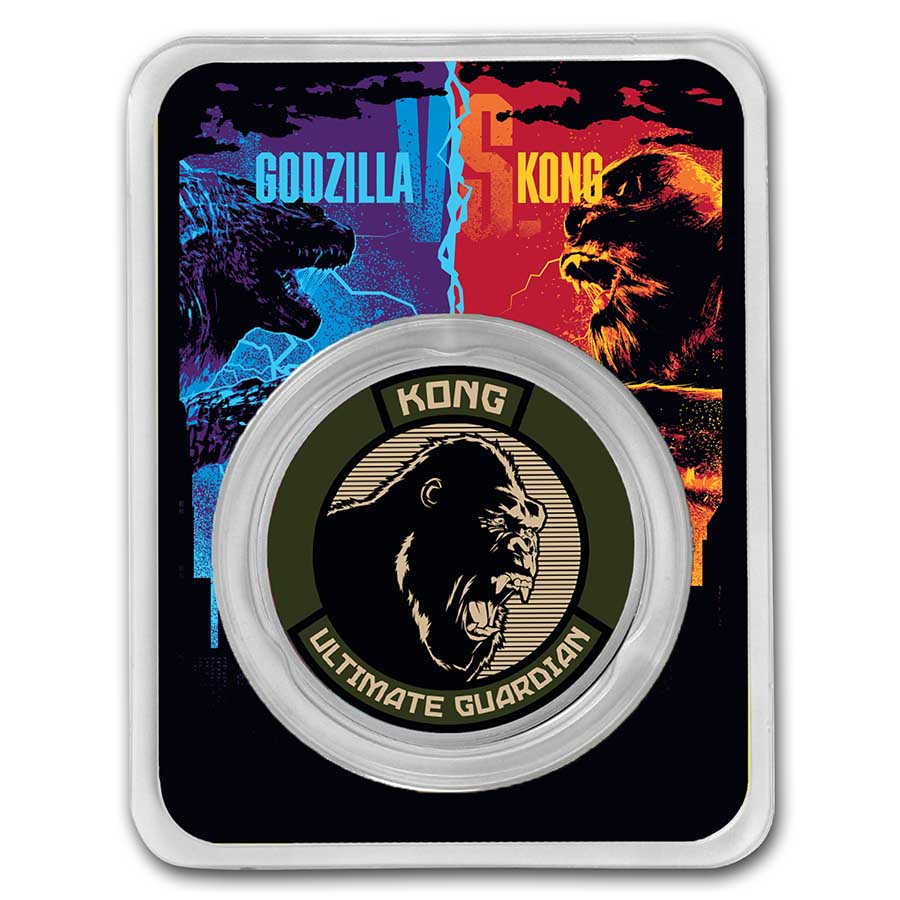 Moneta ARGENTO 1 OZ ARGENTO 999 Niue 2021 King Kong nel ORIGINALE tep/BU 