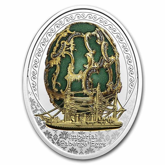 2021 Niue Silver Fabergé Eggs The Memory of Azov Egg 2021 Niue Silver Fabergé Eggs The Memory of Azov Egg