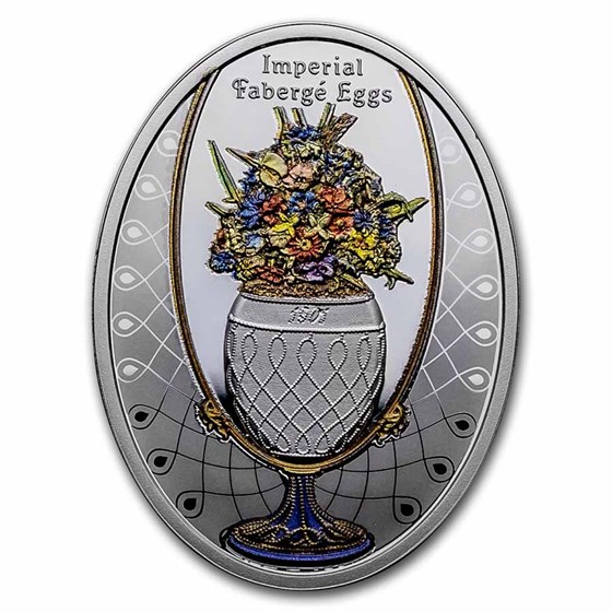2021 Niue Silver Faberge Eggs: The Basket of Flowers Egg