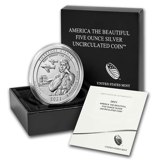2021-P 5 oz Silver ATB Tuskegee Airmen, AL (w/Box & COA)