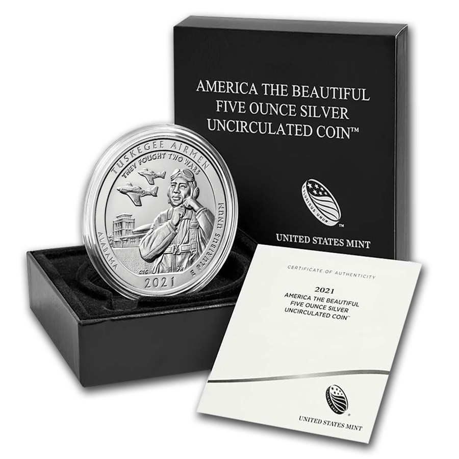 2021-P 5 oz Silver ATB Tuskegee Airmen, AL (w/Box & COA)