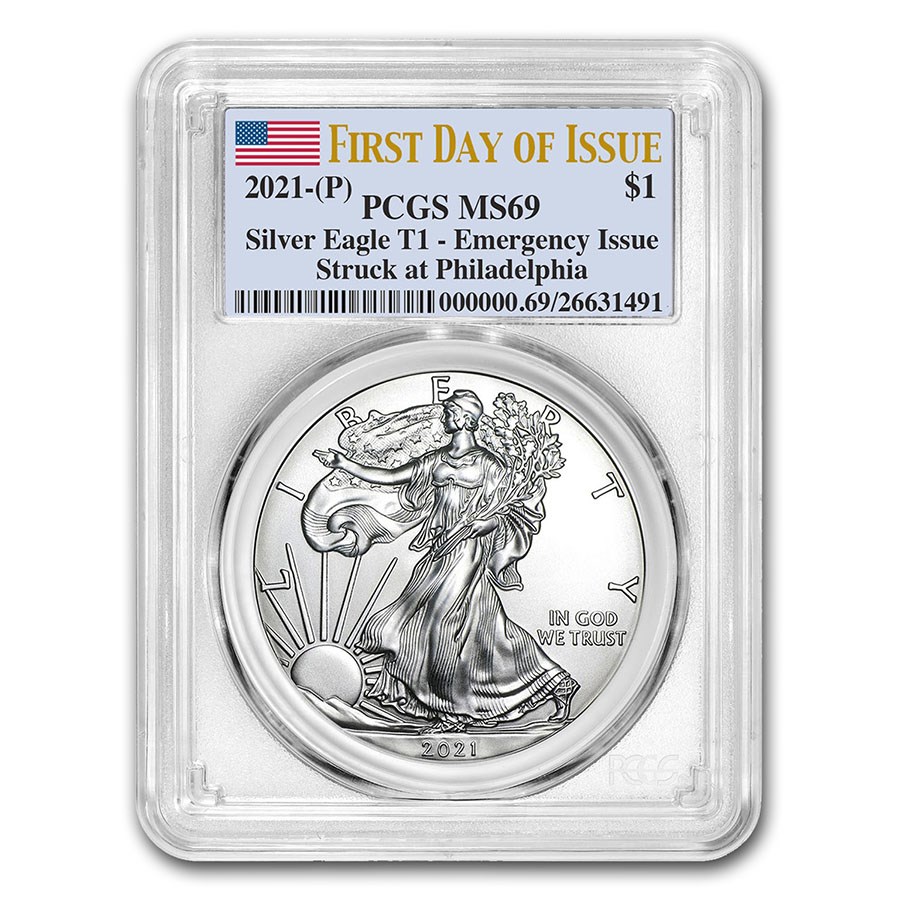 2021 (P) American Silver Eagle MS-69 PCGS (First Day of Issue)