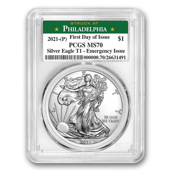 2021 (P) American Silver Eagle MS-70 PCGS (FDI, Philadelphia) 2021 (P) American Silver Eagle MS-70 PCGS (FDI, Philadelphia)