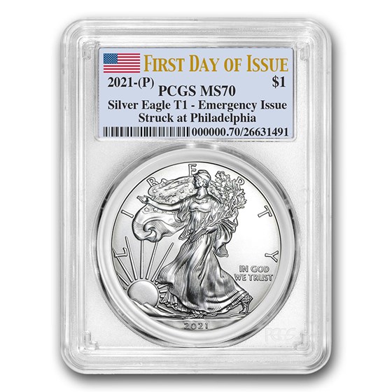 2021 (P) American Silver Eagle MS-70 PCGS (First Day of Issue)