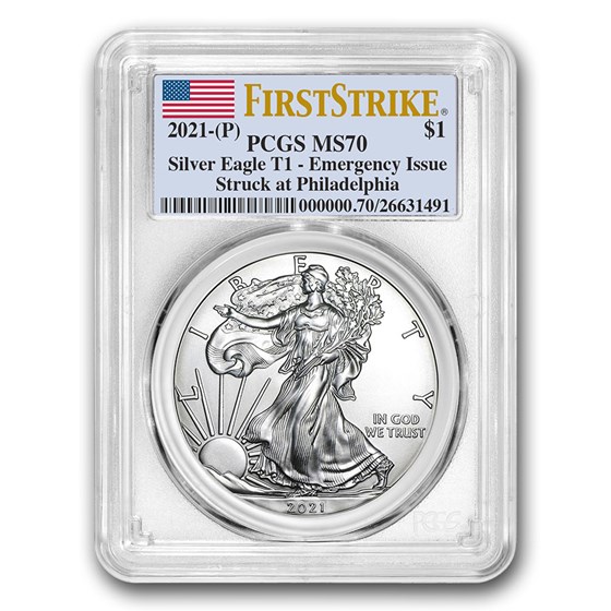 2021 (P) American Silver Eagle MS-70 PCGS (FirstStrike) 2021 (P) American Silver Eagle MS-70 PCGS (FirstStrike)