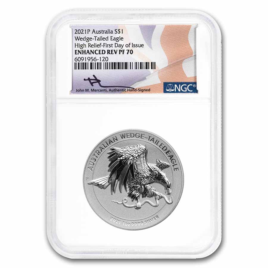 Buy 2021-P Aus 1 oz Silver Wedge Tailed Eagle Reverse PF-70 NGC