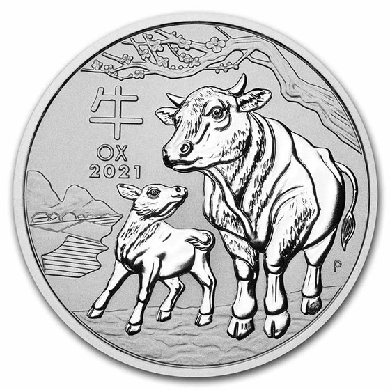 2021-P Australia 10 kilo Silver Lunar Ox BU (Series III) 2021-P Australia 10 kilo Silver Lunar Ox BU (Series III)