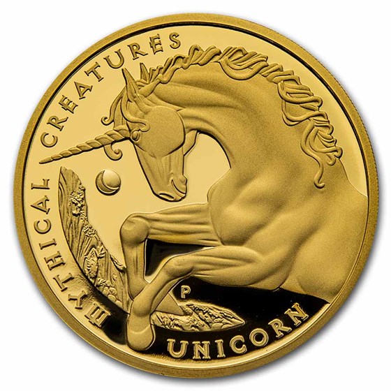 2021-P Australia 5 oz Gold Mythical Creatures Unicorn Proof