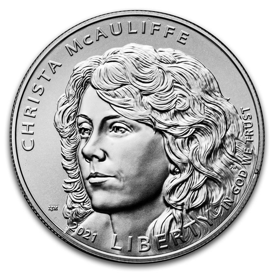 2021-P Christa McAuliffe Commem $1 Silver BU (w/Box & COA)
