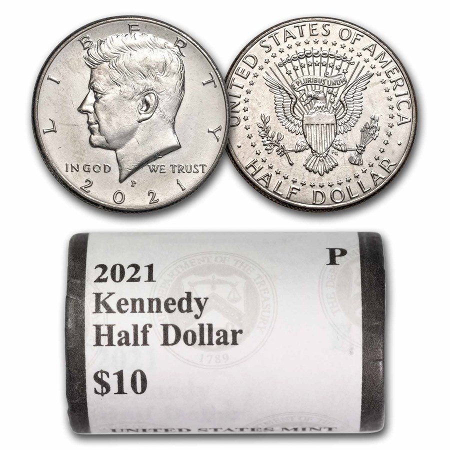 2021-P Kennedy Half Dollar 20-Coin Roll BU (Mint Wrapped)