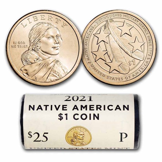 2021-P Native Amer $1 - Eagle Feathers BU (25-Coin Roll) 2021-P Native Amer $1 - Eagle Feathers BU (25-Coin Roll)