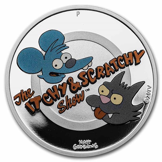 2021-P Tuvalu 1 oz Silver The Simpsons: Itchy & Scratchy Proof 2021-P Tuvalu 1 oz Silver The Simpsons: Itchy & Scratchy Proof