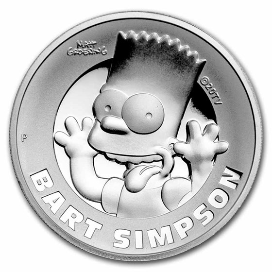 2021-P Tuvalu 2 oz Silver The Simpsons: Bart Simpson Proof HR 2021-P Tuvalu 2 oz Silver The Simpsons: Bart Simpson Proof HR