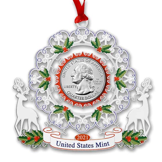 2021-P Washington Quarter BU - w/Holiday Ornament 2021-P Washington Quarter BU - w/Holiday Ornament