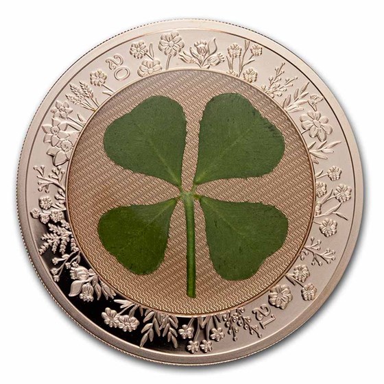 2021 Palau 1 oz Silver $5 Four-Leaf Clover Ounce of Luck Proof 2021 Palau 1 oz Silver $5 Four-Leaf Clover Ounce of Luck Proof