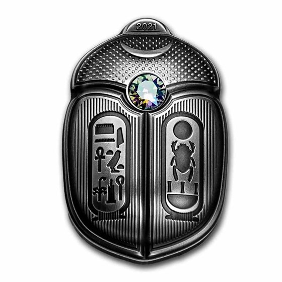 2021 Palau 1 oz Silver Antique Finish Scarab Shaped Coin 2021 Palau 1 oz Silver Antique Finish Scarab Shaped Coin