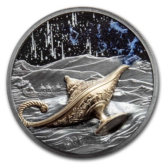 2021 Palau 1 oz Silver Proof Magical Lamp: 1001 Nights 2021 Palau 1 oz Silver Proof Magical Lamp: 1001 Nights
