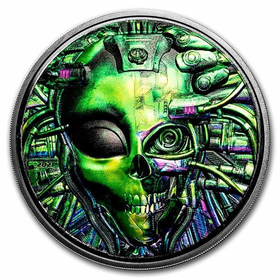 2021 Palau 3 oz Silver Black Proof Cyborg Revolution: Alien