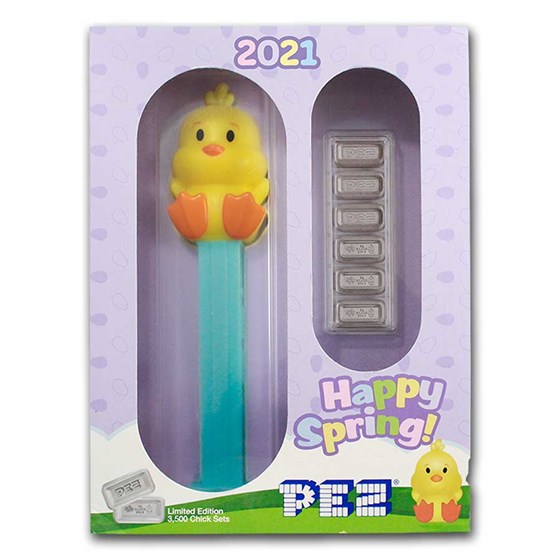 2021 PEZ® Gift Set w/Chick Dispenser & 6x 5 gram Silver Wafers 2021 PEZ® Gift Set w/Chick Dispenser & 6x 5 gram Silver Wafers