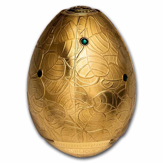 2021 Rep. of Cameroon 7 oz Silver Clover Leaf Egg Gilded 2021 Rep. of Cameroon 7 oz Silver Clover Leaf Egg Gilded
