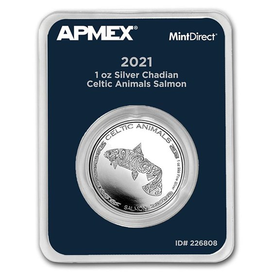 2021 Rep. of Chad 1 oz Silver Celtic Animals Salmon (MD® Singles)
